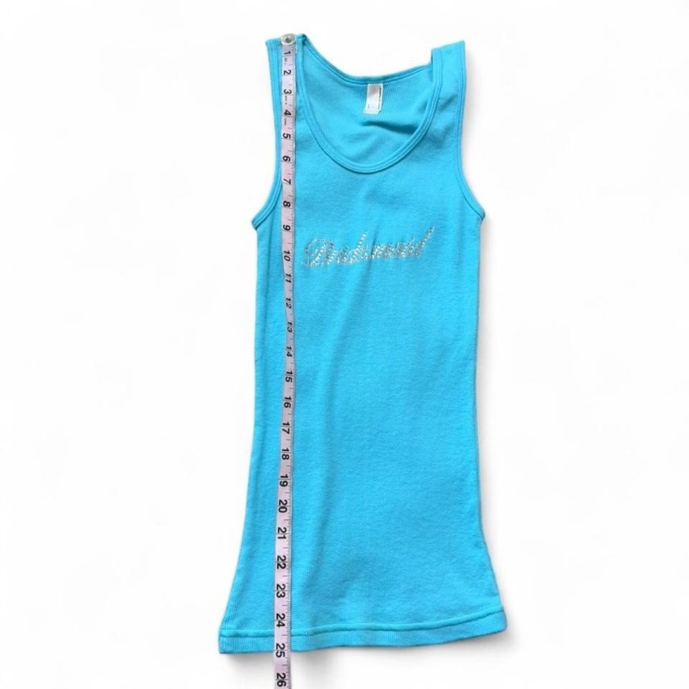 Vintage Y2K American Apparel Classic Girl Blue Rhinestone Tank Top, Women's L. - Picture 8 of 8